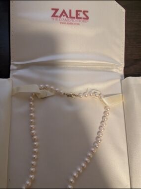 NIB SET / Zales 14K Gold Cultured Freshwater Pearl Necklace & Bracelet Set